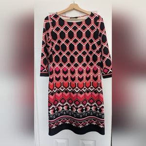 Nine West geometric print dress, 3/4 sleeve